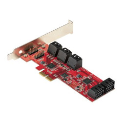StarTech.com SATA PCIe Card, 10 Port PCIe SATA Expansion card, 6Gbps SATA Card, Low Full Profile, Stacked SATA Connectors, ASM1062 Non-Raid SATA Controller Card Adapter - PCI Express to SATA Converter - Radic úložište - SATA 6Gb s - nízký profil - PCIe 2.0 x2