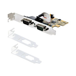 StarTech.com 2-Port PCI Express Serial Card, Dual Port PCIe to RS232 (DB9) Serial Interface Card, 16C1050 UART, Standard or Low Profile Brackets, COM Retention, For Windows & Linux - PCIe to Dual DB9 Card (21050-PC-SERIAL-LP) - Sériový adaptér - PCIe 2.0 nízký profil - RS-232 x 2 - žlutá