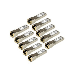 StarTech.com Cisco GLC-T Compatible SFP Module, 1000BASE-T, SFP to RJ45 Cat6 Cat5e, 1GE Gigabit Ethernet SFP, RJ-45 (Copper) 100m, Cisco Firepower, ASR920, IE2000, Mini GBIC Transceiver - Lifetime Warranty (GLCT10PKST) - Transceiver modul SFP (mini-GBIC) (odpovídá: Cisco GLC-T) - 1GbE - 1000Base-T - RJ-45 - až 100 m (balení 10)