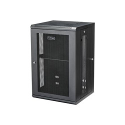 StarTech.com 18U 19" Wall Mount Network Cabinet, 16" Deep Hinged Locking IT Network Switch Depth Enclosure, Assembled Vented Computer Equipment Data Rack with Shelf & Flexible Side Panels - 18U Vented Cabinet (RK1820WALHM) - Rozvadecová skrín - montáž na stenu - cerná - 18U
