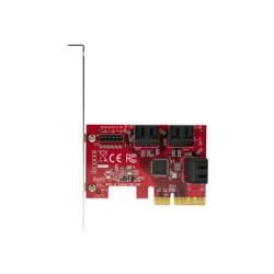 StarTech.com SATA PCIe Card, 6 Port PCIe SATA Expansion card, 6Gbps SATA Card, Low Full Profile, Stacked SATA Connectors, ASM1166 Non-Raid SATA Controller Card - PCI Express to SATA Converter - Radic úložište - SATA 6Gb s - nízký profil - PCIe 3.0 x4 - cervená