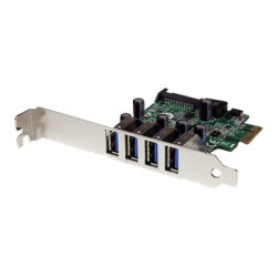 StarTech.com 4-Port PCI Express SuperSpeed USB 3.0 Controller Card with UASP - USB 3.0 Expansion Card with SATA Power (PEXUSB3S4V) - USB adaptér - PCIe - USB 3.0 x 4 - pro P N: BNDTB10GI, BNDTB210GSFP, BNDTB410GSFP, BNDTB4M2E1, BNDTBUSB3142, HBS304A24A