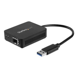 StarTech.com USB 3.0 to Fiber Optic Converter, Compact USB to Open SFP Adapter, USB to Gigabit Network Adapter, USB 3.0 Fiber Adapter Multi Mode(MMF) Single Mode Fiber (SMF) Compatible - USB Ethernet adapter (US1GA30SFP) - Sítový adaptér - USB 3.0 - 1000Base-LX 1000Base-SX x 1 - cerná