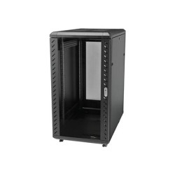 StarTech.com 18U 19" Server Rack Cabinet, 4 Post Adjustable Depth (6-32")Locking Knock Down Network Computer Equipment Enclosure, Mobile with Glass Door & Casters, HP ProLiant ThinkServer - Data Rack Enclosure (RK1836BKF) - Rozvadec stojanový skrín - 4 pozice - podlahové provedení - cerná - 18U - 19"