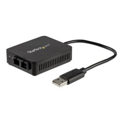 StarTech.com USB to Fiber Optic Converter, 100Mbps, USB 2.0 to Fiber Network Adapter, 100BASE-FX SC Female Duplex Multimode Fiber MMF Compatible, 2Km, Compact USB to Fiber LAN Adapter - USB to LAN Adapter (US100A20FXSC) - Sítový adaptér - USB 2.0 - 100Base-FX 100Base-SC x 1 - 1310 nm - cerná
