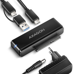 AXAGON ADSA-FPX, USB-C 10Gbps - SATA 6G, 2.5" 3.5" SSD HDD FAST PORT X adaptér, vč. AC napáječe