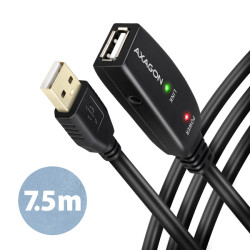 AXAGON ADR-207, USB 2.0 A-M - A-F aktivní prodlužovací repeater kabel, 7.5m