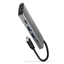 AXAGON HMC-5G21, USB 10Gb s hub, porty 2x USB-A, 2x USB-C, HDMI 4k 30, PD 60W, kabel USB-C 13cm