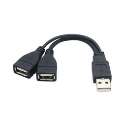 PremiumCord USB 2.0 kabel A Male to A Female (data+nabíjení) + A Female (nabíjení) 15cm