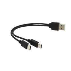 PremiumCord USB kabel A Male to USB-C male (nabíjení) + USB-C male (nabíjení) 30cm