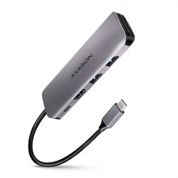 AXAGON HMC-5, USB 3.2 Gen 1 hub, porty 2x USB-A, HDMI, SD microSD slot, PD 100W, kabel USB-C 20cm