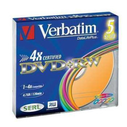 VERBATIM DVD+RW(5-Pack)Slim Colour 4x DLP 4.7GB