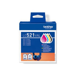 Brother LC521 Value Pack - 4-balení - cerná, žlutá, azurová, purpurová - originální - závesný box - inkoustová cartridge - pro Brother DCP-J1260W, DCP-J1310DW