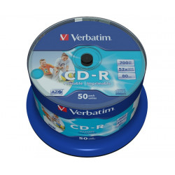 VERBATIM CD-R80 700MB 52x Inkjet printable Non ID 50pack spindle