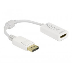 Delock - Video adaptér - DisplayPort s piny (male) zamykací do HDMI se zdířkami (female) - 15 cm - bílá - pasivní konvertor, 1080p podpora 60 Hz