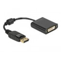 Delock - Kabel adaptéru - DisplayPort (M) s jazýčkem do DVI-I (F) šroubovací - DisplayPort 1.1 - 15 cm - pasivní - černá