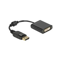 Delock - Kabel adaptéru - DisplayPort (M) s jazýčkem do DVI-I (F) šroubovací - DisplayPort 1.1 - 15 cm - pasivní - černá