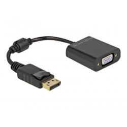 Delock - Video adaptér - DisplayPort (M) s jazýčkem do HD-15 (VGA) (F) šroubovací - DisplayPort 1.2 - 15 cm - pasivní, 1080p podpora 60 Hz - černá