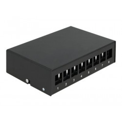 Delock - Záslepný patch panel keystone - montáž na stěnu, montáž na kolejnici DIN - černá - 8 portů