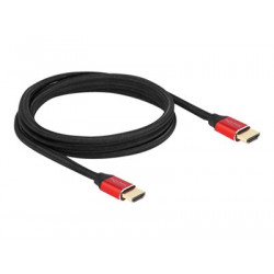 Delock - Ultra High Speed - HDMI kabel - HDMI s piny (male) do HDMI s piny (male) - 2 m - trojnásobně stíněný - červená - kontakty osvětlené zlatou barvou, podpora 8K60Hz (7680 x 4320)