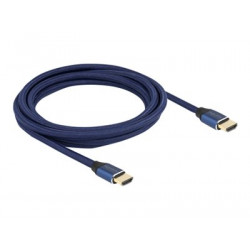 Delock - Ultra High Speed - HDMI kabel - HDMI s piny (male) do HDMI s piny (male) - 3 m - trojnásobně stíněný - modrá - kontakty osvětlené zlatou barvou, podpora 8K60Hz (7680 x 4320)