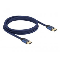 Delock - Ultra High Speed - HDMI kabel - HDMI s piny (male) do HDMI s piny (male) - 2 m - trojnásobně stíněný - modrá - kontakty osvětlené zlatou barvou, podpora 8K60Hz (7680 x 4320)
