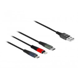 Delock - Kabel Lightning pouze pro napájení - USB s piny (male) do Micro USB typ B, Lightning, USB-C s piny (male) - 30 cm - černá