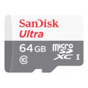 SanDisk Ultra - Paměťová karta flash (adaptér microSDXC na SD zahrnuto) - 64 GB - UHS-I Class10 - microSDXC UHS-I