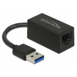 Delock Adaptér Super Speed USB (USB 3.2 Gen 1) s USB Typ-A samec  Gigabit LAN 10 100 1000 Mbps kompaktní černý