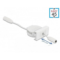 Delock Napájecí zatažitelný kabel Modul Easy 45, stejnosměrný, rozměr 5,5 x 2,1 mm, zásuvka zásuvka, bílý