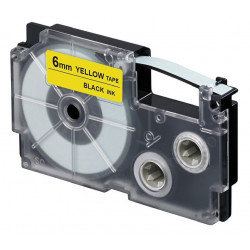 PRINTLINE kompatibilní páska s Casio XR-6YW1 6mm, 8m, černý tisk žlutý podklad