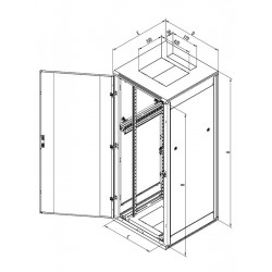 Triton 19" rozvaděč stojanový 47U 800x900, perforované dveře, černá barva, nosnost 400Kg