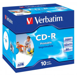 VERBATIM CD-R80 700MB DLP 52x printable jewel 10pack