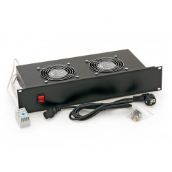 Triton 19" horizontální ventilační jednotka, 2 ventilátory, 2U, 220 V 30 W, bimetalový termostat