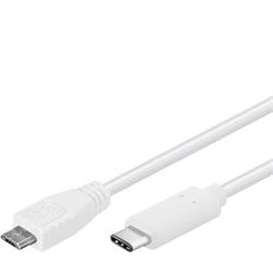 PremiumCord Kabel USB 3.1 konektor C male - USB 2.0 Micro-B male, bílý, 0,6m