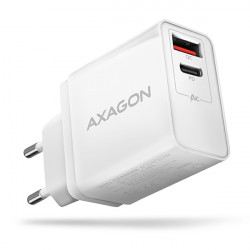 AXAGON ACU-PQ22W, PD & QC nabíječka do sítě 22W, 2x port (USB-A + USB-C), PD3.0 QC3.0 AFC FCP Apple,