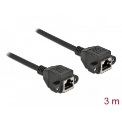 Delock Prodlužovací síťový kabel, ze zásuvky S FTP RJ45 na zástrčku RJ45, Cat.6A, délka 3 m, černý