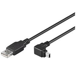 PremiumCord Kabel USB 2.0, A-B mini, 5pinů, konektor do úhlu 90°, 1.8m 