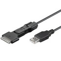 PremiumCord USB 2.0 propojovací kabel 3v1 s konektorem USB mini micro Apple 1m