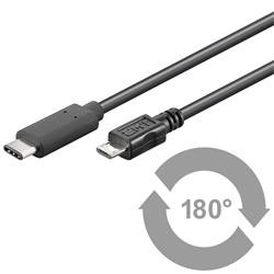 PremiumCord Kabel USB 3.1 konektor C male - USB 2.0 Micro-B male, černý, 0,6m