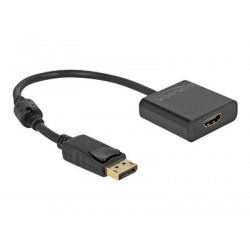 Delock - Video adaptér - DisplayPort s piny (male) s jazýčkem do HDMI se zdířkami (female) - 20 cm - černá - aktivní, podpora 4K30Hz