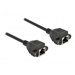 Delock - Síťový prodlužovací kabel - RJ-45 (F) do RJ-45 (F) - 1 m - S FTP - CAT 6a - neobsahuje halogen - černá