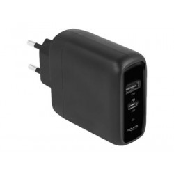 Delock - Síťový adaptér - 32 Watt - PD 3.0 - 2 výstupní konektory (USB, USB-C) - černá