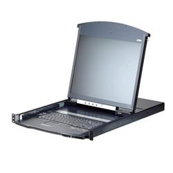 ATEN 8-port Cat.5 KVM PS 2+USB, OSD, dual rail rack, 19" LED LCD, ovládání over IP 1local 1remote