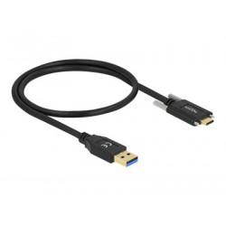 Delock - USB kabel - USB-C (M) do USB-C (M) - USB 3.2 Gen 1 - 3 A - 50 cm - křídlové šrouby - černá