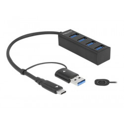 Delock - Rozbočovač - 4 x USB 3.2 Gen 1 + 1 x USB-C 3.2 Gen 1 - desktop