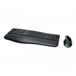 Kensington Pro Fit Ergo Wireless Keyboard and Mouse - Klávesnice a sada myši - bezdrátový - 2.4 GHz, Bluetooth 4.0, Bluetooth 4.2 - francouzská - černá
