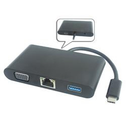 PremiumCord Převodník USB3.1 na VGA + Audio + USB3.0 + RJ45 + PD charge