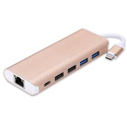 PremiumCord USB3.1 - Gigabit RJ45 adapter + hub 4x USB2.0 female + 1x PD