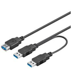 PremiumCord USB 3.0 napájecí Y kabel A Male + A Male -- A Female